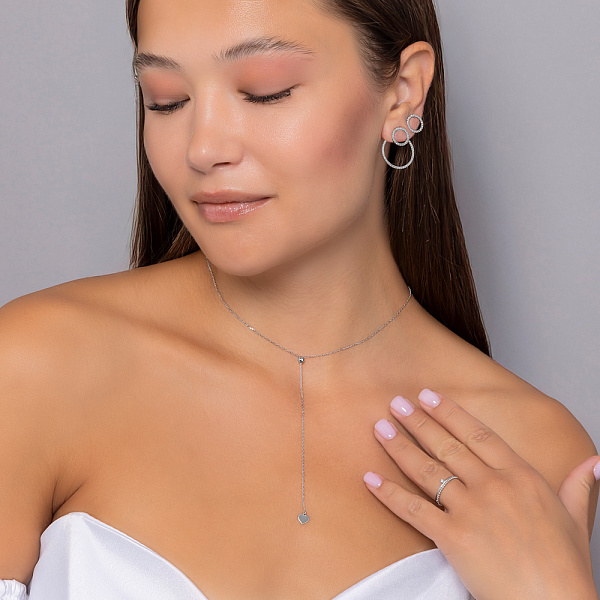 Кольцо из белого золота с одним бриллиантом (арт. К011387б) – изображение 3