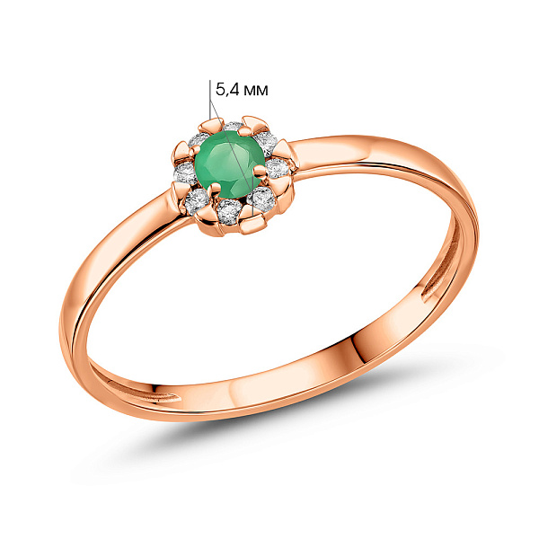 Каблучка з золота зі смарагдом та діамантами (арт. К011087и) – зображення 2