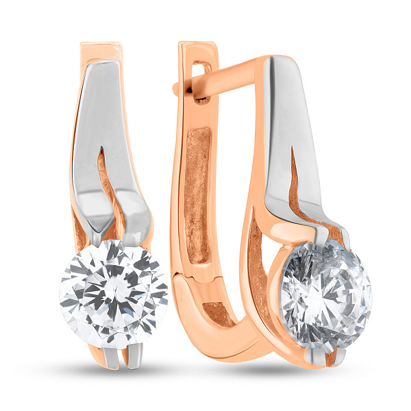 Серьги из красного золота с фианитами (арт. 102178) – изображение 1