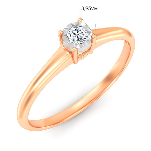 Каблучка з червоного і білого золота з  діамантом (арт. К011667010) – зображення 2