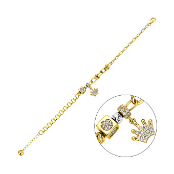 Фото Браслет з жовтого золота з фіанітами і підвіскою (арт. 326098жбП1)