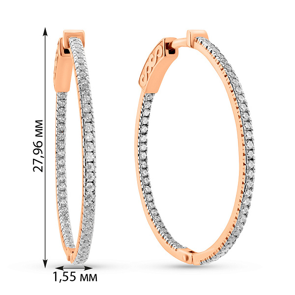 Золотые серьги кольца с фианитами (арт. 110551) – изображение 4