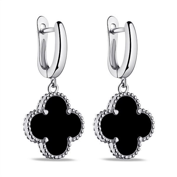 Срібні сережки з оніксом (арт. 7502/4265/15о) – зображення 1