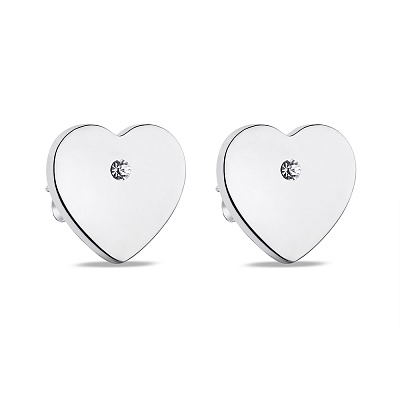 Сережки-пусети Серце зі срібла (арт. 7518/6656)