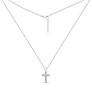 Фото Серебряное колье Крестик с дорожкой из фианитов (арт. 7507/2341)