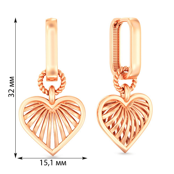 Золоті сережки Сердечка  (арт. 1101020) – зображення 3