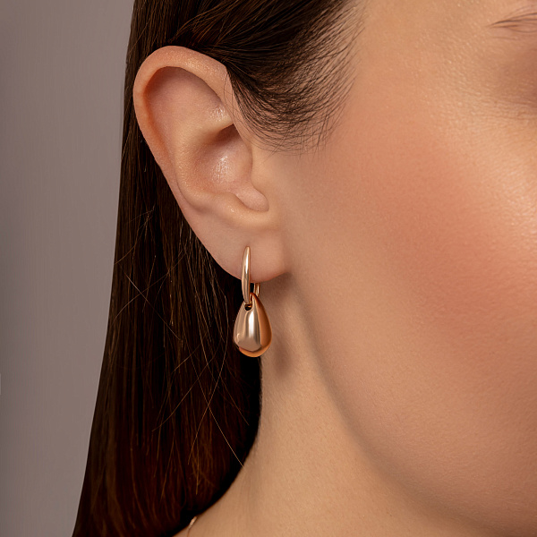 Сережки Капля из красного золота (арт. 1101222) – изображение 2