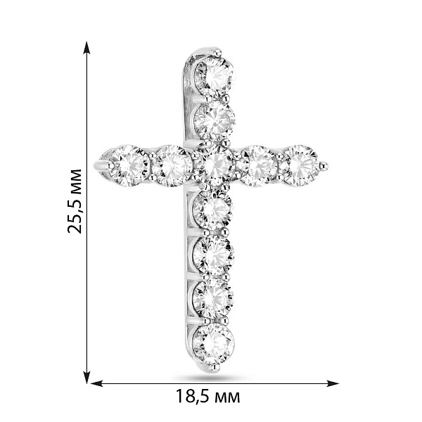 Хрестик з білого золота з діамантами (арт. 3109608202) – зображення 2