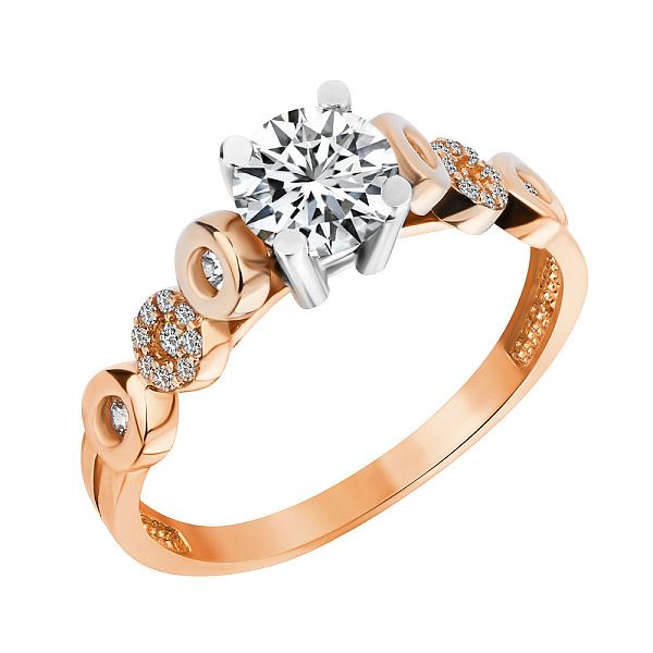 Золота каблучка з великим фіанітом (арт. 152236кб) – зображення 1