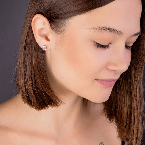 Пусеты из белого золота с бриллиантами (арт. С341311060б) – изображение 3