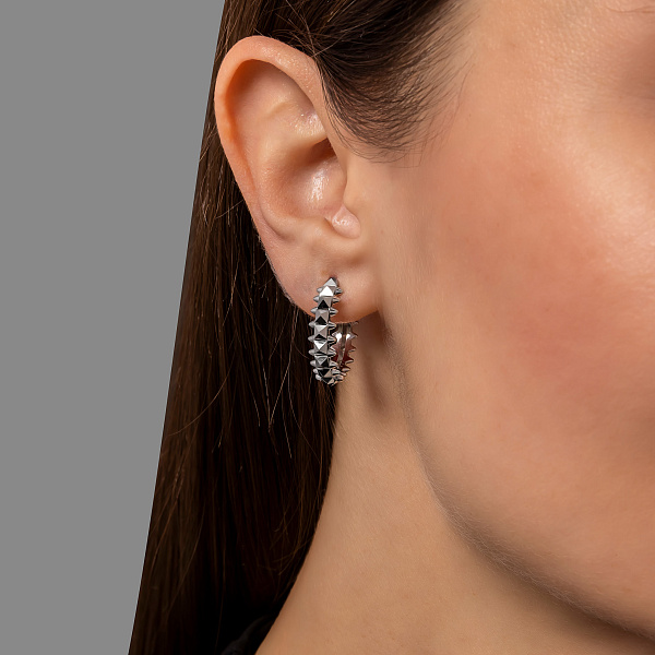 Серьги-кольца из белого золота без камней (арт. 1091388/20б) – изображение 2