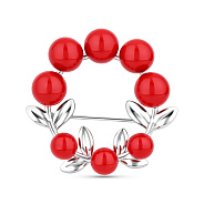 Фото Серебряная брошь Калина с кораллами (арт. 7505/2136330Крк)