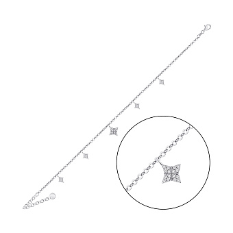 Фото Срібний браслет на ногу з фіанітами (арт. 7509/5006н)