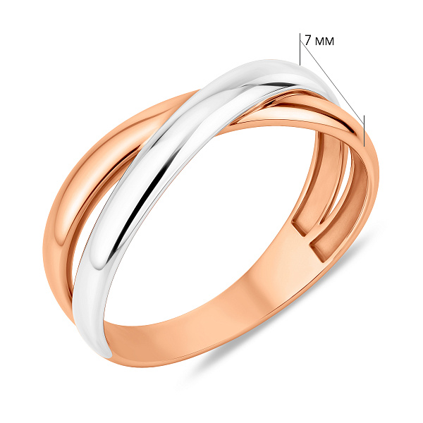 Кольцо Переплетение из комбинированного золота (арт. 140879) – изображение 3