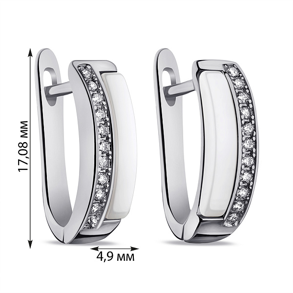 Срібні сережки з керамікою і фіанітами (арт. 7502/С2ФК1/4000) – зображення 2