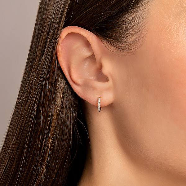 Золоті сережки-кільця з діамантами (арт. 2106552201) – зображення 2