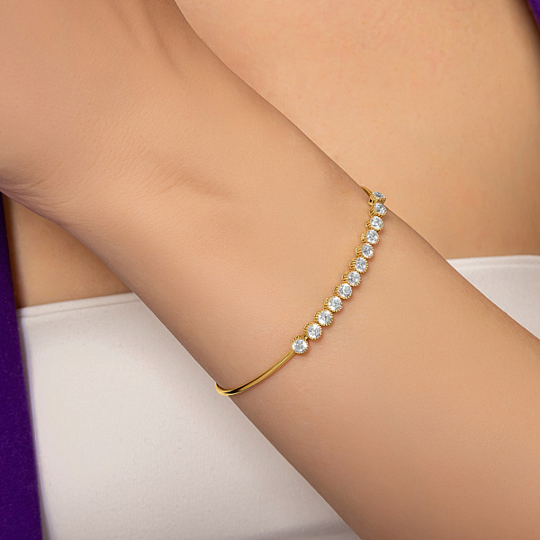 Браслет из желтого золота с дорожкой из фианитов (арт. 323105ж) – изображение 2