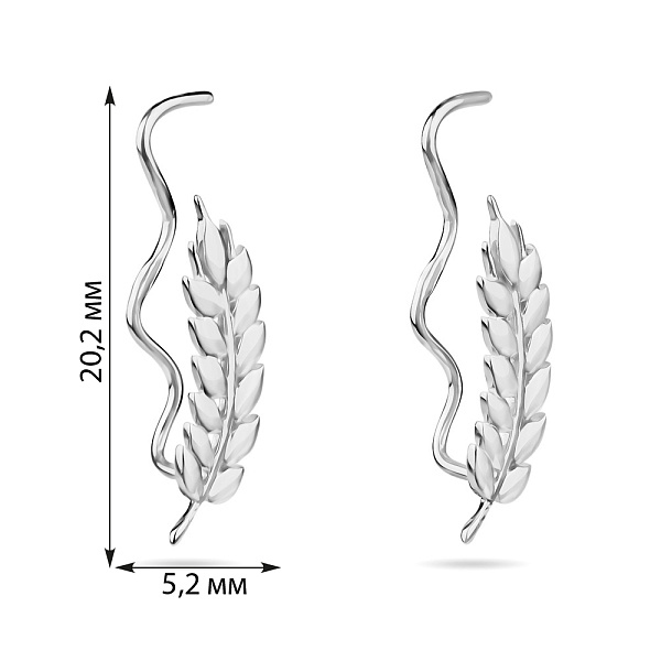 Сережки-клаймбери "Колосок" з золота (арт. 111166б) – зображення 3
