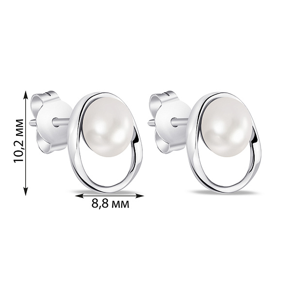 Серебряные серьги-пусеты с жемчугом  (арт. 7518/6838жб) – изображение 2