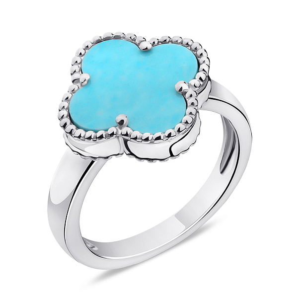Серебряное кольцо Клевер с голубым ониксом (арт. 7501/5280/15ог) – изображение 1
