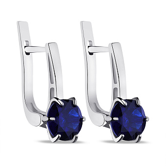 Серебряные серьги с сапфиром (арт. 7502/483Спссп)