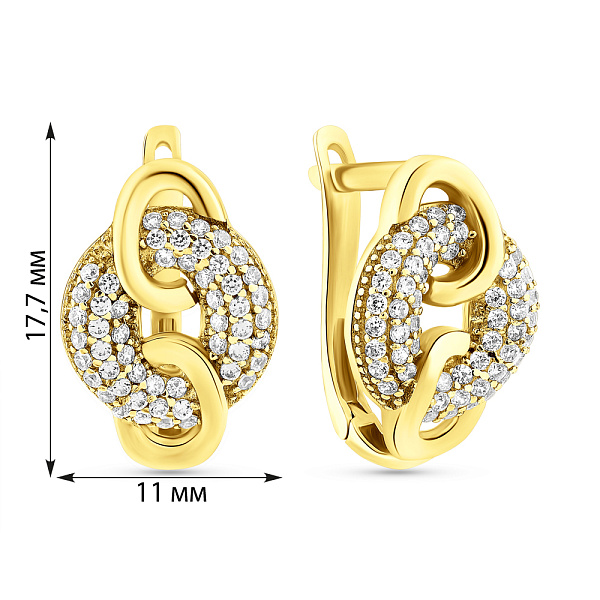 Серьги Звенья из желтого золота с фианитами (арт. 102425ж) – изображение 2