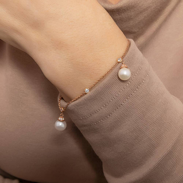 Золотой женский браслет с жемчугом и фианитами (арт. 321968прлб) – изображение 3