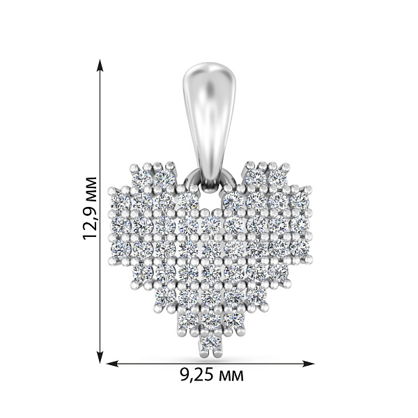 Золотой кулон Сердечко с бриллиантами (арт. П011689015б) – изображение 2