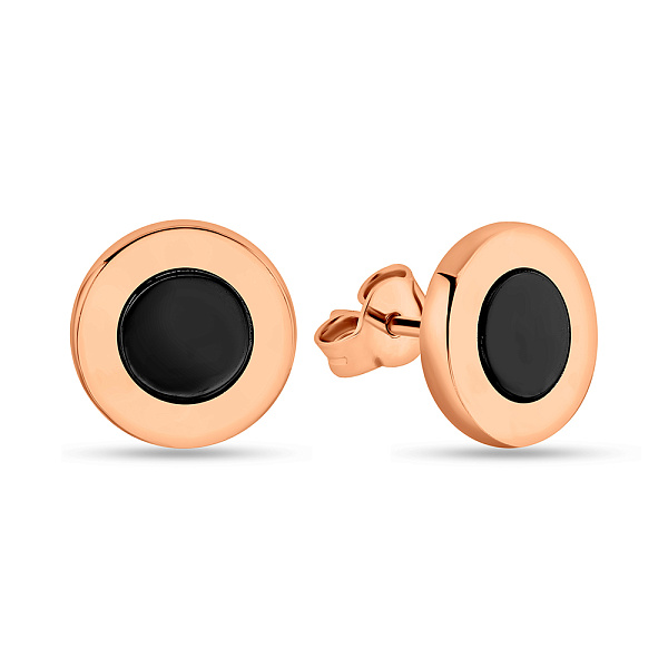 Сережки з червоного золота з оніксом (арт. 106405о) – зображення 1