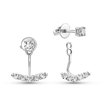 Сережки-джекети з білого золота з діамантами (арт. Т011267050б)