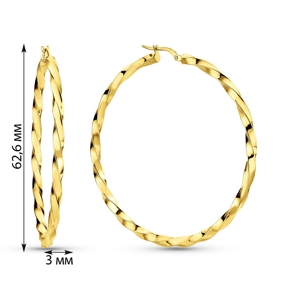 Золотые серьги-кольца без камней (арт. 108452/60ж) – изображение 7
