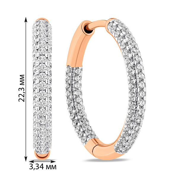 Золотые серьги кольца с фианитами (арт. 110428) – изображение 2