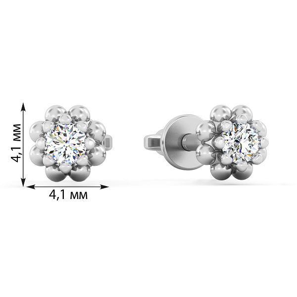 Серьги-пусеты из белого золота с бриллиантами (арт. Т011669010б) – изображение 4