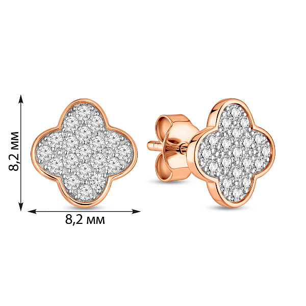 Пусеты золотые с фианитами (арт. 1101240) – изображение 4