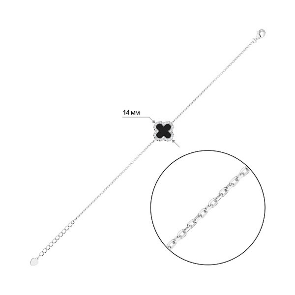 Браслет из серебра с ониксом и фианитами (арт. 7509/4080/15о) – изображение 2