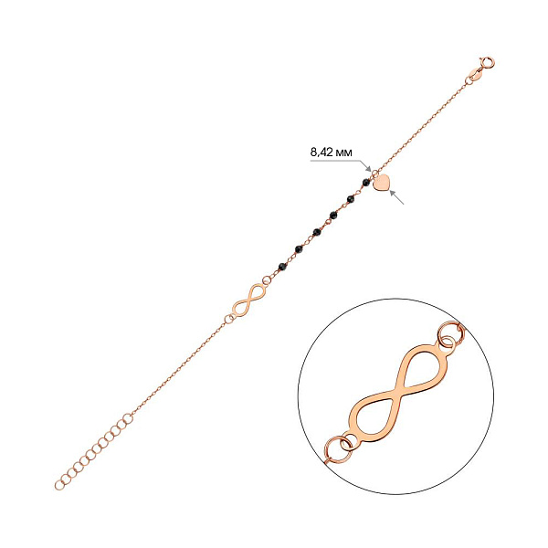 Браслет "Бесконечность" из красного золота с ониксом (арт. 325404о) – изображение 4