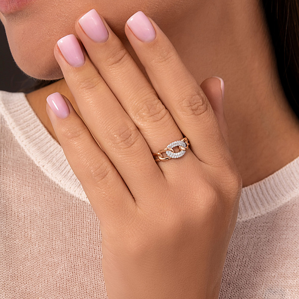 Каблучка "Ланки" з червоного золота з фіанітами  (арт. 141191) – зображення 3