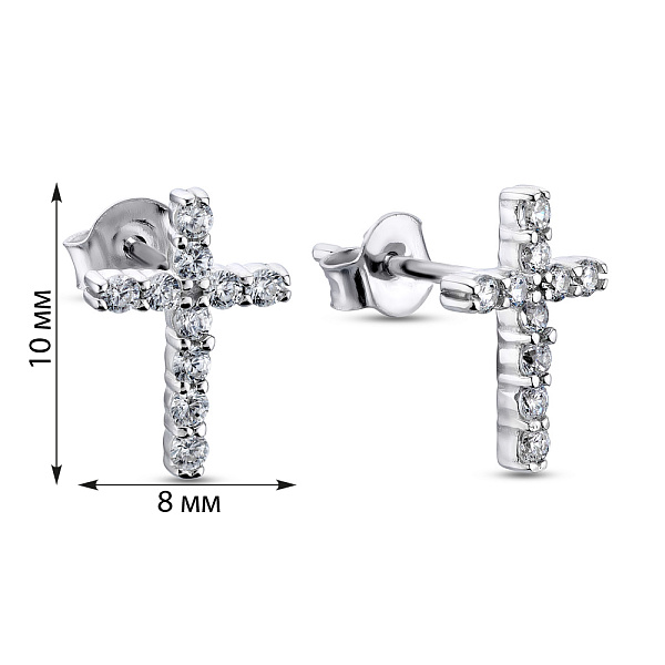 Серебряные пусеты в форме крестиков (арт. 7518/6947) – изображение 2