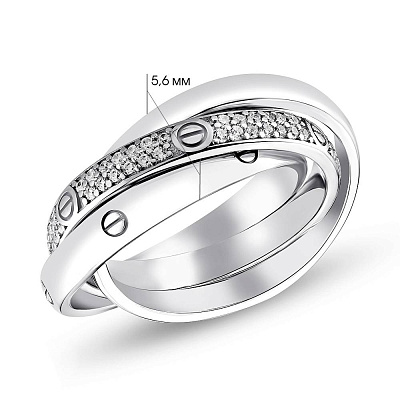 Тройное серебряное кольцо с фианитами Trendy Style  (арт. 7501/5307)