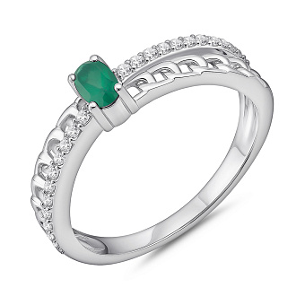 Серебряное кольцо с агатом и дорожкой из фианитов (арт. 7501/2189527Аз)