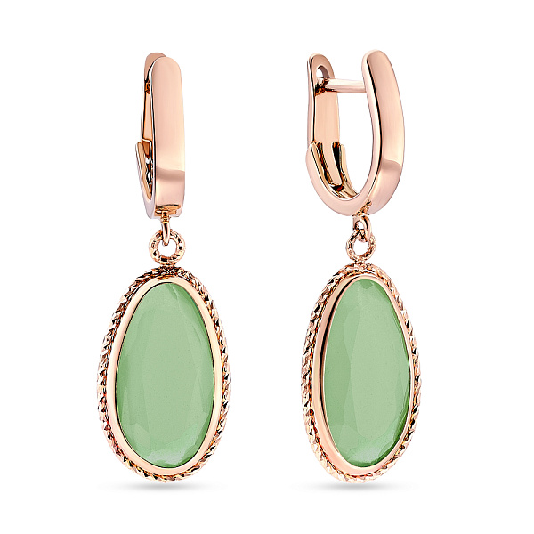 Золотые серьги-подвески с кварцем (арт. 107601Пкзм) – изображение 1