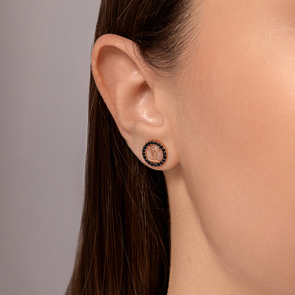 Золота моносережка з ореолом фіанітів (арт. 1091055чЯ) – зображення 3