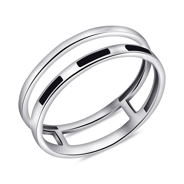 Серебряное двойное кольцо с эмалью (арт. 7501/684ечкп) – изображение 1