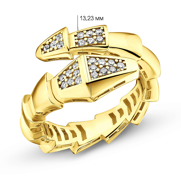 Золотое кольцо Змея с фианитами (арт. 155517ж) – изображение 5