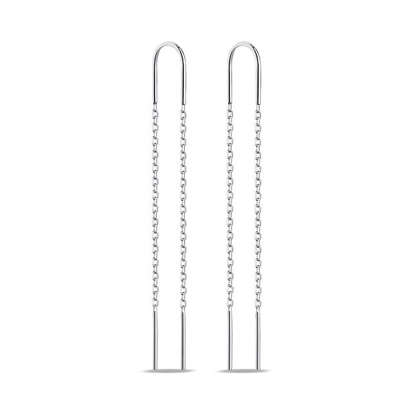 Длинные серебряные серьги без камней (арт. 7502/9744) – изображение 1