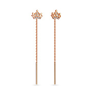 Сережки-ланцюжки Корона з червоного золота з фіанітами (арт. 107667)