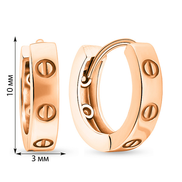 Сережки кольца из красного золота (арт. 106245/10) – изображение 2