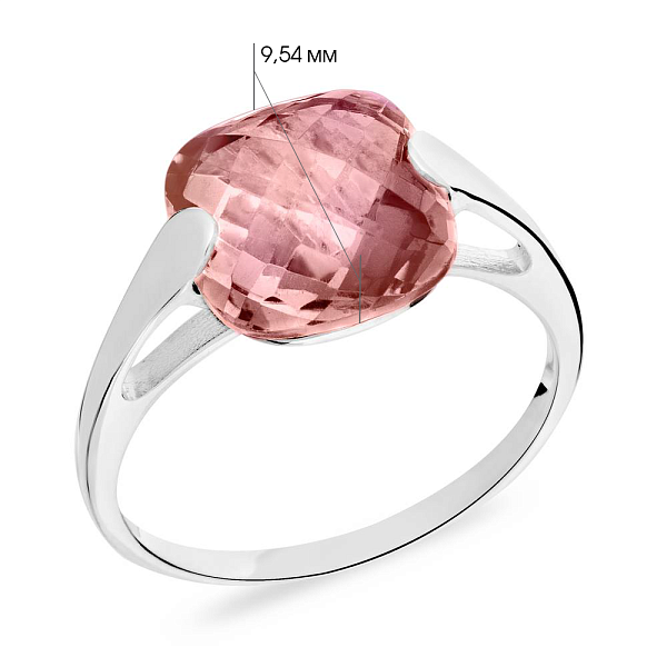 Каблучка з білого золота з рожевим кварцом (арт. 140480ПбрГ) – зображення 2