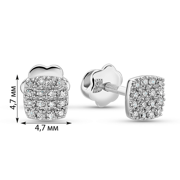 Золоті сережки Квадрати з діамантами (арт. С341331010б) – зображення 4