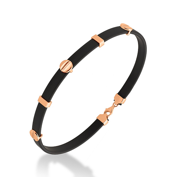 Каучуковий браслет зі вставками з червоного золота (арт. 326287) – зображення 1